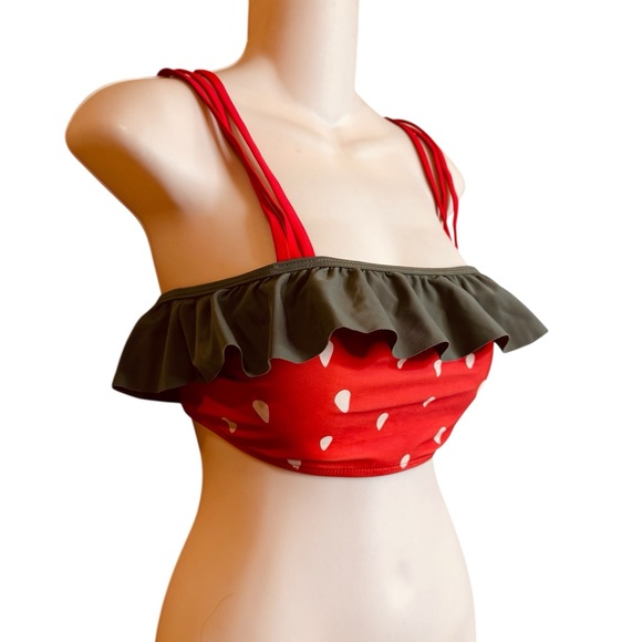 NWT Retro Stage Watermelon Bikini Top sz XXL Red 50s Ruffle - Picture 2 of 8